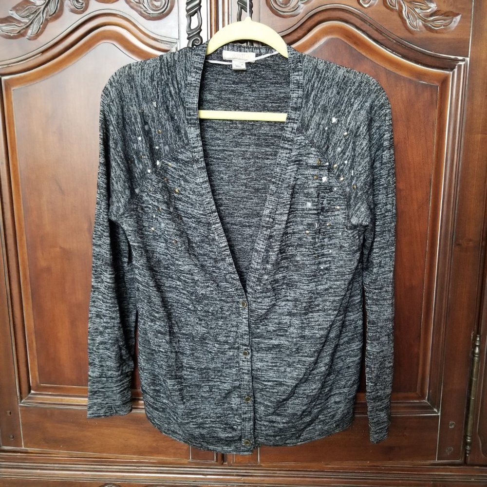 Route 66 Gray Heathered Studded Cardigan
